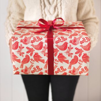 Recycled Wrapping Paper & Tags - Scandi Robins Print - Pack of 4