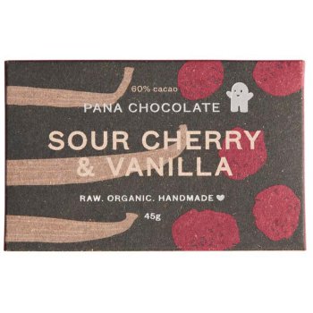 Pana Chocolate Raw Organic Sour Cherry & Vanilla Chocolate Bar - 45g