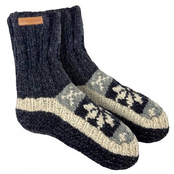 Mens Snowflake Lined Sofa Socks - Charcoal