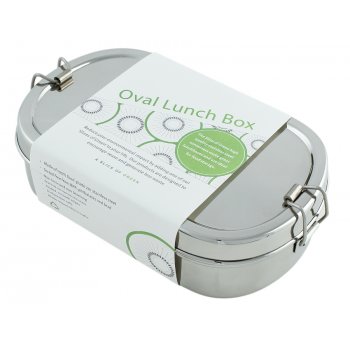 A Slice of Green Stainless Steel Oval Lunch Box with Mini Container