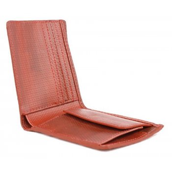 Elvis & Kresse Reclaimed Firehose Billfold Wallet with Coin Pocket - Red