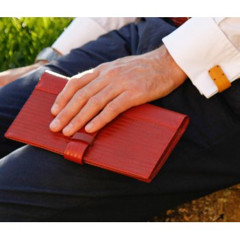 Elvis & Kresse Reclaimed Firehose Travel Wallet - Red