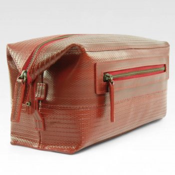 Elvis & Kresse Reclaimed Firehose Large Wash Bag - Red