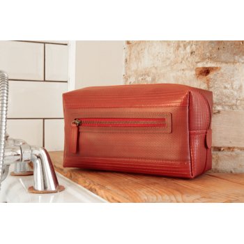Elvis & Kresse Reclaimed Firehose Large Wash Bag - Red
