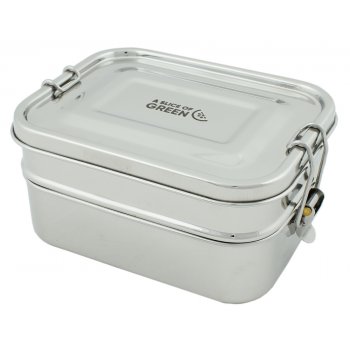 A Slice of Green Buruni Leak Resistant Stainless Steel Two Tier Lunch Box