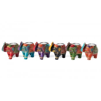 Handpainted Indian Elephant Tealight Holder