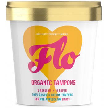FLO Organic Non-Applicator Tampons Regular & Super Combo Pack - Pack of 16