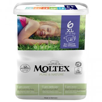 Moltex Pure & Nature Disposable Nappies - XL - Size 6 - Pack of 21