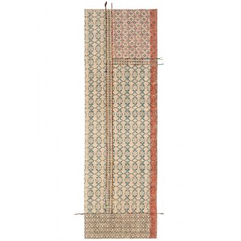 Blockprint Tribal Indian Rug with Embroidery - 75 x 240cm