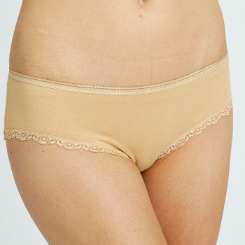 People Tree Organic Lace Hipster Briefs - Almond