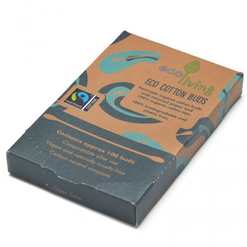 ecoLiving Organic Fairtrade Cotton Buds - Pack of 100