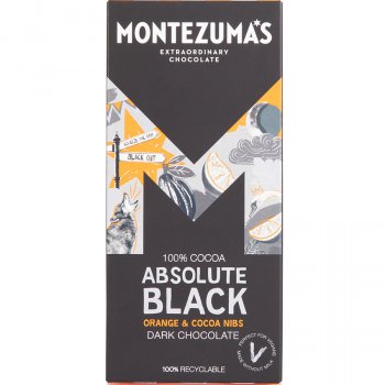 Montezumas Absolute Black with Orange & Cocoa Nibs Chocolate Bar - 90g