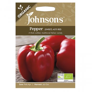Johnsons Organic Pepper Seeds - Sweet Asti Red