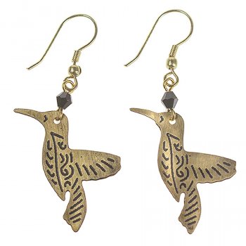 Gold Coloured Hummingbird Earrings