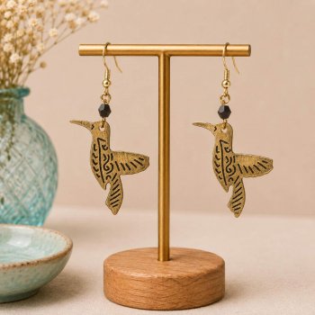 Gold Coloured Hummingbird Earrings