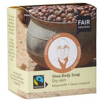 Fair Squared Shea Body Soap with Cotton Soap Bag - Dry Skin - 2 x 80g