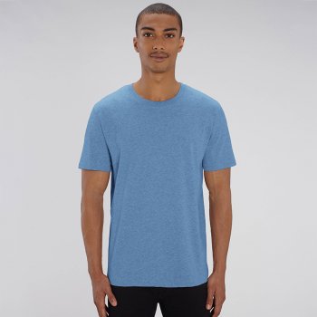 Organic Cotton Round Neck Heather T-Shirt - Blue