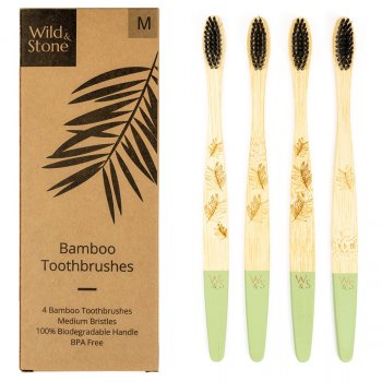 Wild & Stone Adult Bamboo Toothbrush - Medium - Pack of 4