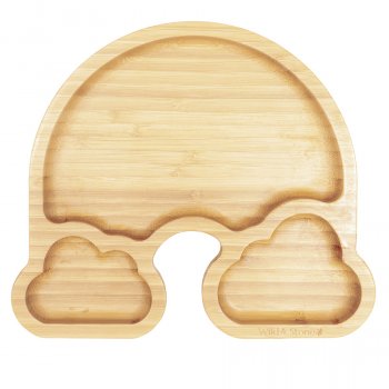 Wild & Stone Baby Bamboo Weaning Suction Section Plate - Over the Rainbow - Yellow