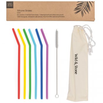 Wild & Stone Reusable Silicone Drinking Straws - Pack of 6