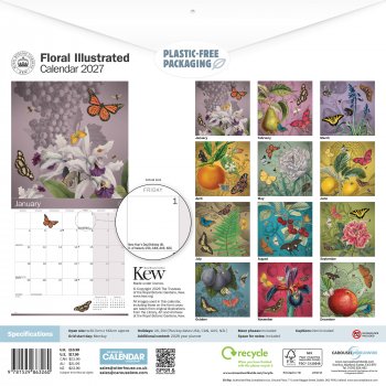 Royal Botanic Gardens Kew Floral Illustrated 2027 Wall Calendar