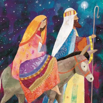 Mary & Joseph Heading to Bethlehem Charity Christmas Cards - Pack of 10