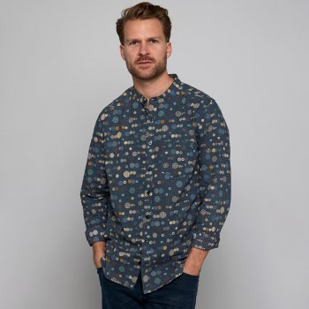Nomads Orb Print Collar Shirt - Navy