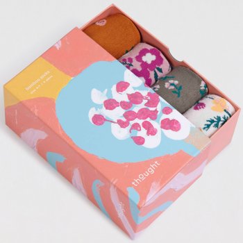 Thought Fabiana Bamboo Floral Sock Box - Multi - UK4-7