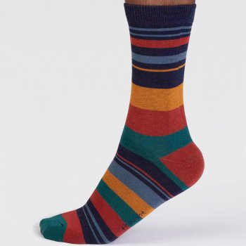 Thought Maddock Bamboo Stripe Sock - Indigo Blue - UK7-11