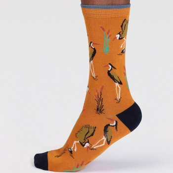 Thought Gino Bamboo Heron Bird Sock - Tumeric Yellow - UK7-11