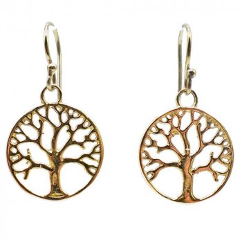 Fair Trade Gold Coloured Tree of Life Earrings