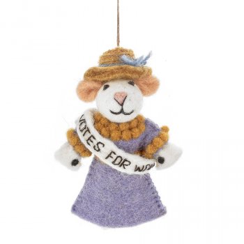 Felt Emmeline the Suffragette Mouse Decoration