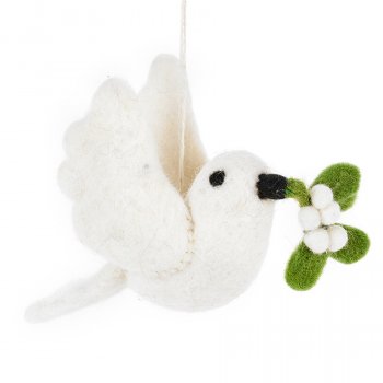 Felt Mistletoe Dove Decoration