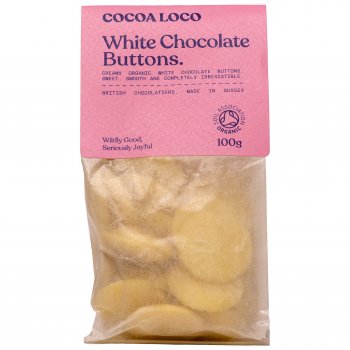 Cocoa Loco Organic White Chocolate Buttons - 100g