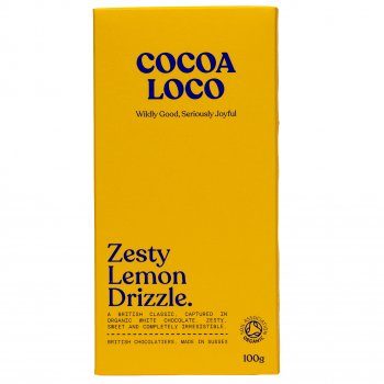 Cocoa Loco Organic White Chocolate Lemon Drizzle Bar - 100g