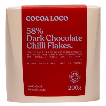 Cocoa Loco Organic Dark Chocolate & Chilli Drinking Chocolate Flakes - 200g