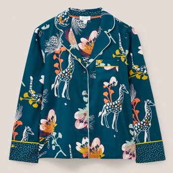 White Stuff Organic Nina PJ Shirt - Teal Print