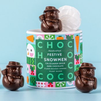 Chococo 72 percent  Dark Chocolate Mini Snowmen Tube - 100g