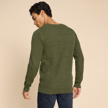 White Stuff Organic Attadale Crew Neck Jumper - Khaki
