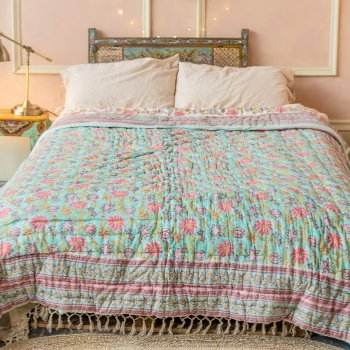 Keya Blockprint Reversible Quilt - 240 x 210cm