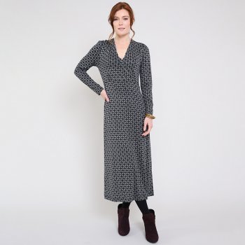 Nomads Wrap Front Midi Dress - Raven