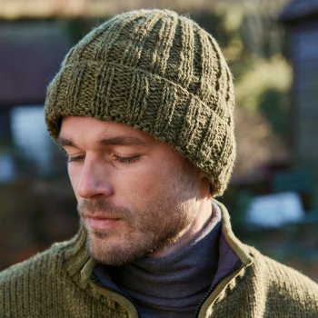 Shetland Roll Back Beanie - Moss