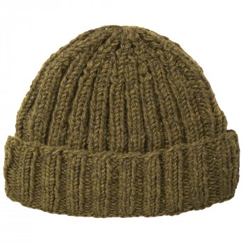 Shetland Roll Back Beanie - Moss