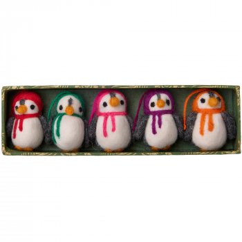 Felt Penguin Decorations - Set of 5