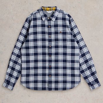 White Stuff Organic Wallace Brushed Cotton Shirt - Navy Check
