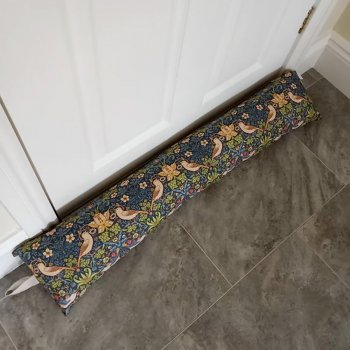 Handmade Draught Excluder - William Morris Strawberry Thief Navy