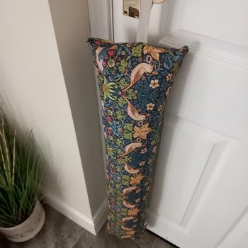 Handmade Draught Excluder - William Morris Strawberry Thief Navy