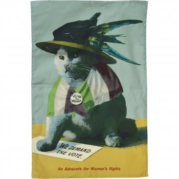 Suffragette Cat Organic Cotton Tea Towel