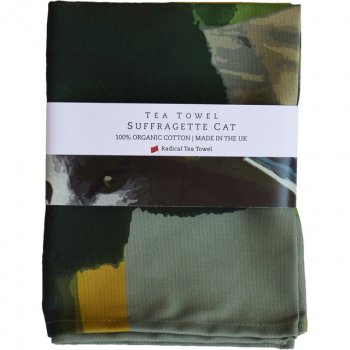 Suffragette Cat Organic Cotton Tea Towel