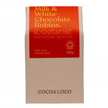 Cocoa Loco Milk & White Chocolate Robins - 100g